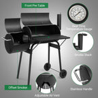 Charcoal Grill & Integrated Offset Smoker, 43.7-Inch