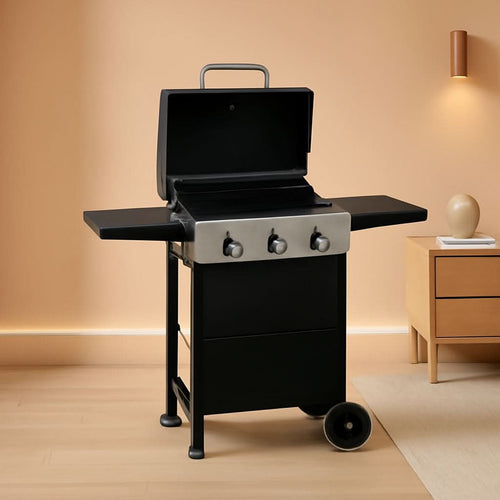 30,000 BTU 3-Burner Propane Gas Grill with Folding Side Shelves