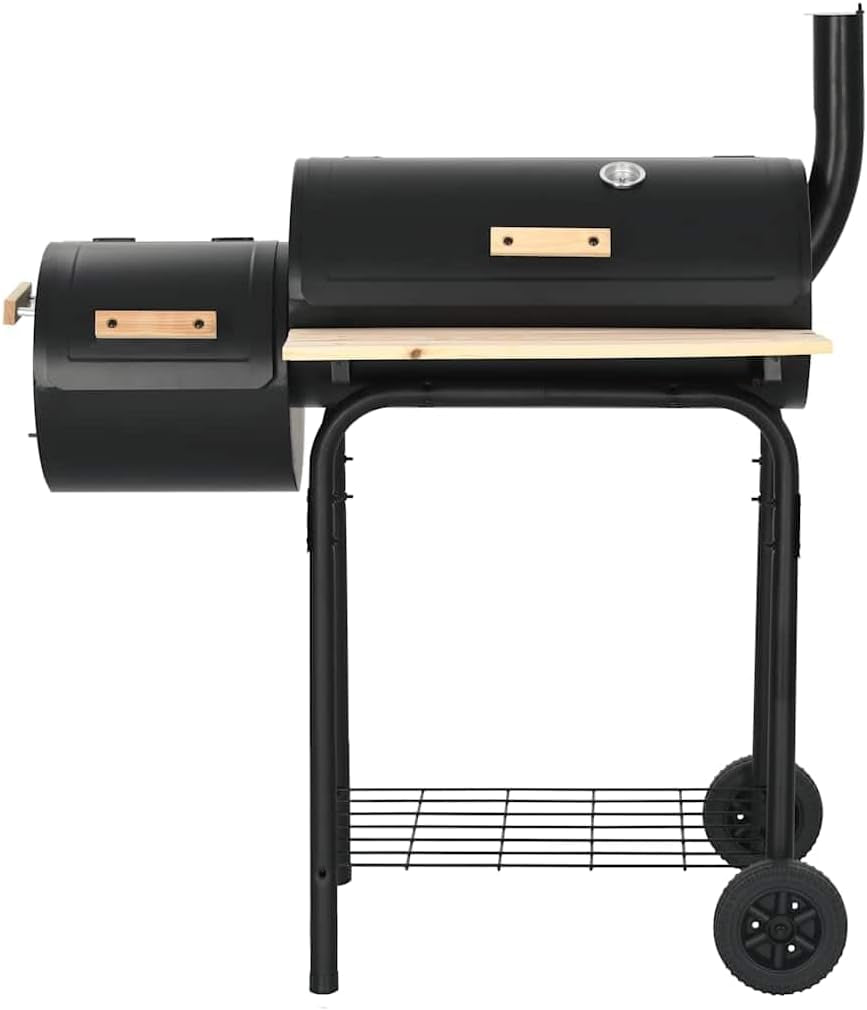 Large Offset Charcoal Smoker & Grill with Side Firebox