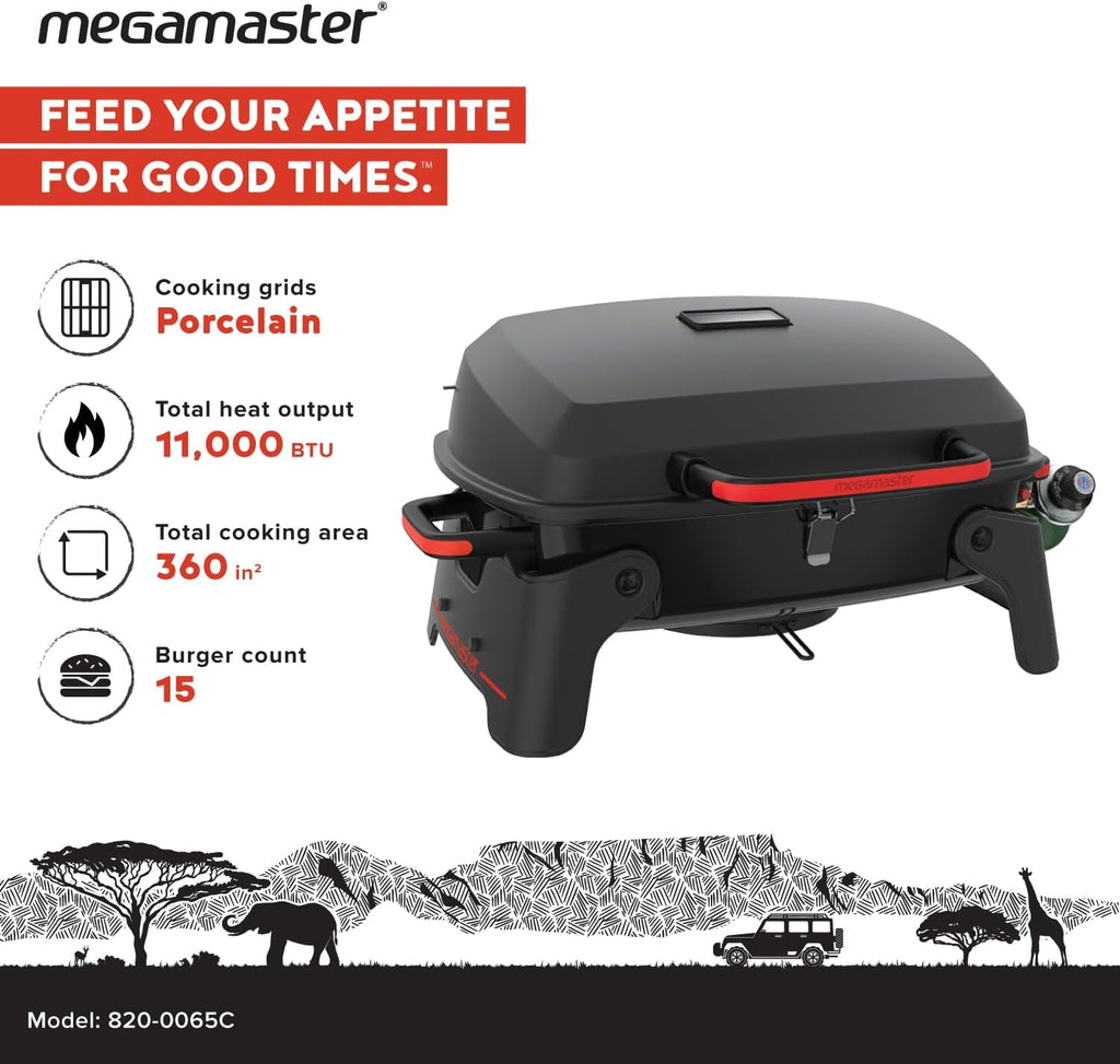 Megamaster 11,000 BTU Portable Propane Tabletop Grill, 360 Sq. In.
