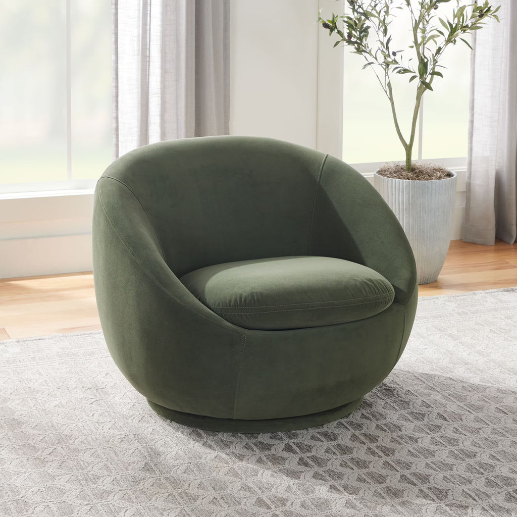 2026 NewBetter Homes & Gardens Mira Swivel Accent Chair, Cream Shearling