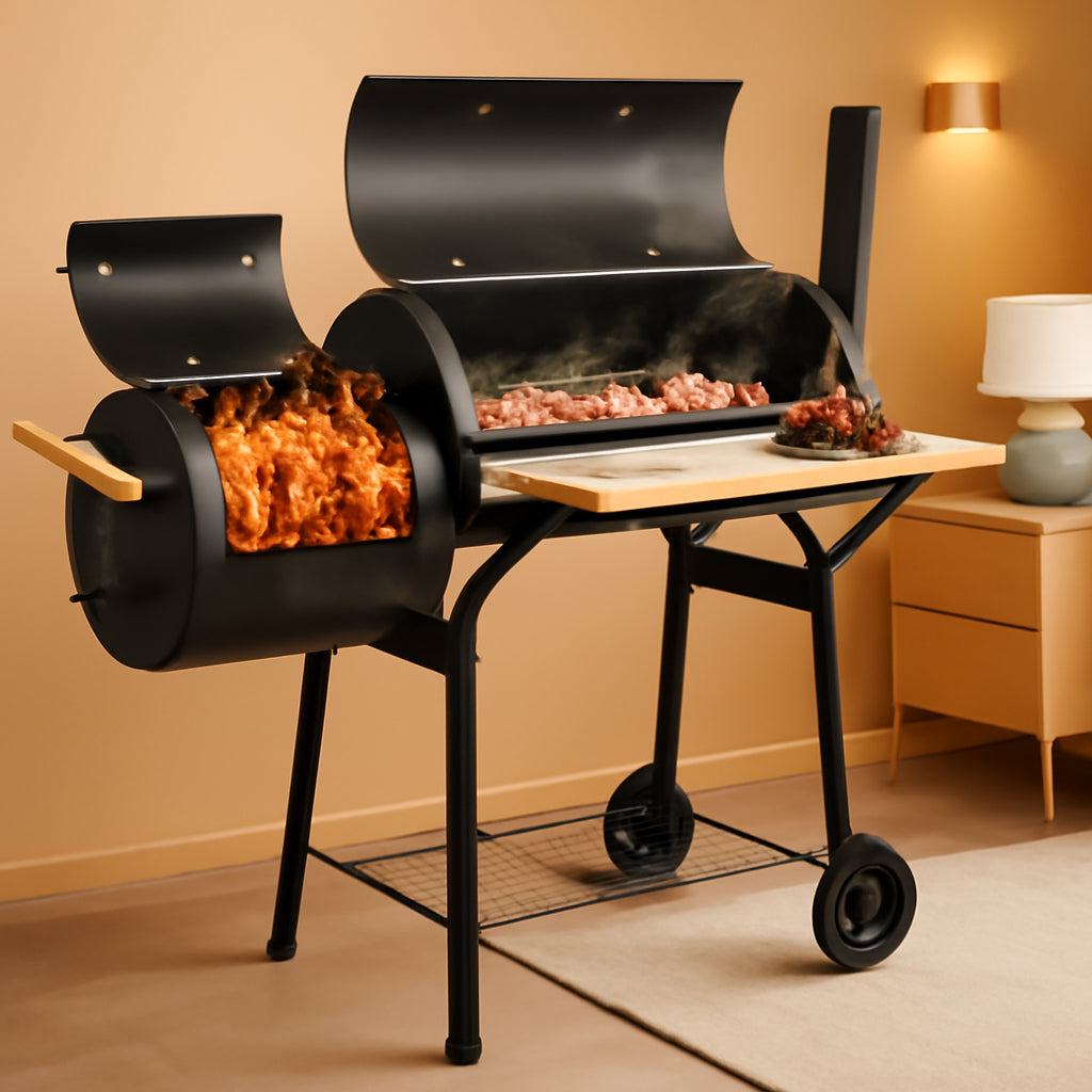 Charcoal Grill & Integrated Offset Smoker, 43.7-Inch