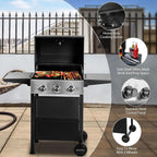 30,000 BTU 3-Burner Propane Gas Grill with Folding Side Shelves