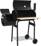 Large Offset Charcoal Smoker & Grill with Side Firebox