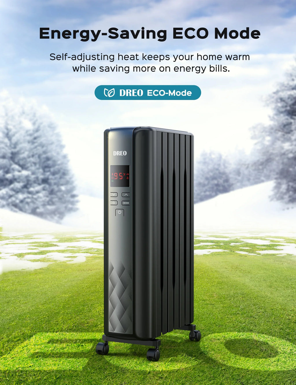 2026 NewDreo Oil Filled Radiator, Electric Radiant Heaters for indoor use Large Room with Remote Control, Child Lock, 4 Modes, Overheat & Tip-Over Protection, 24h Timer, Digital Thermostat, Quiet, 1500W