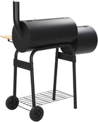 Large Offset Charcoal Smoker & Grill with Side Firebox