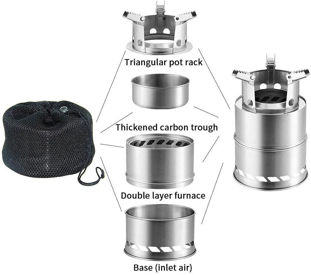 Additional view of Portable Wood-Burning Camping Stove – Silver