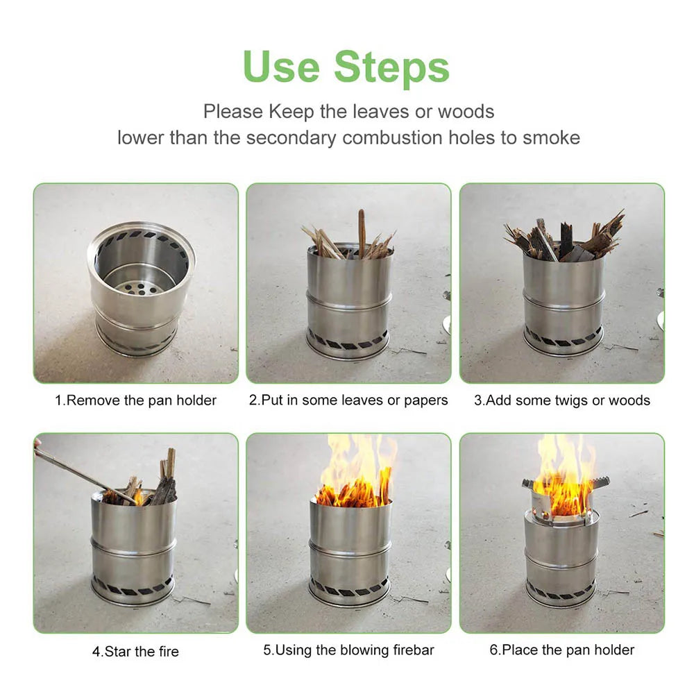 Additional view of Portable Wood-Burning Camping Stove – Silver