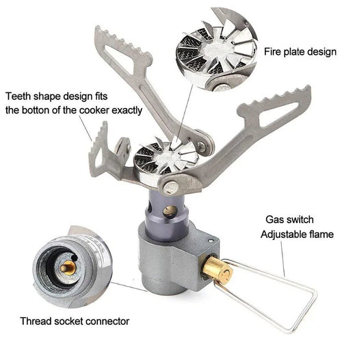 Additional view of Mini Camping Gas Stove with Adapter – Grey