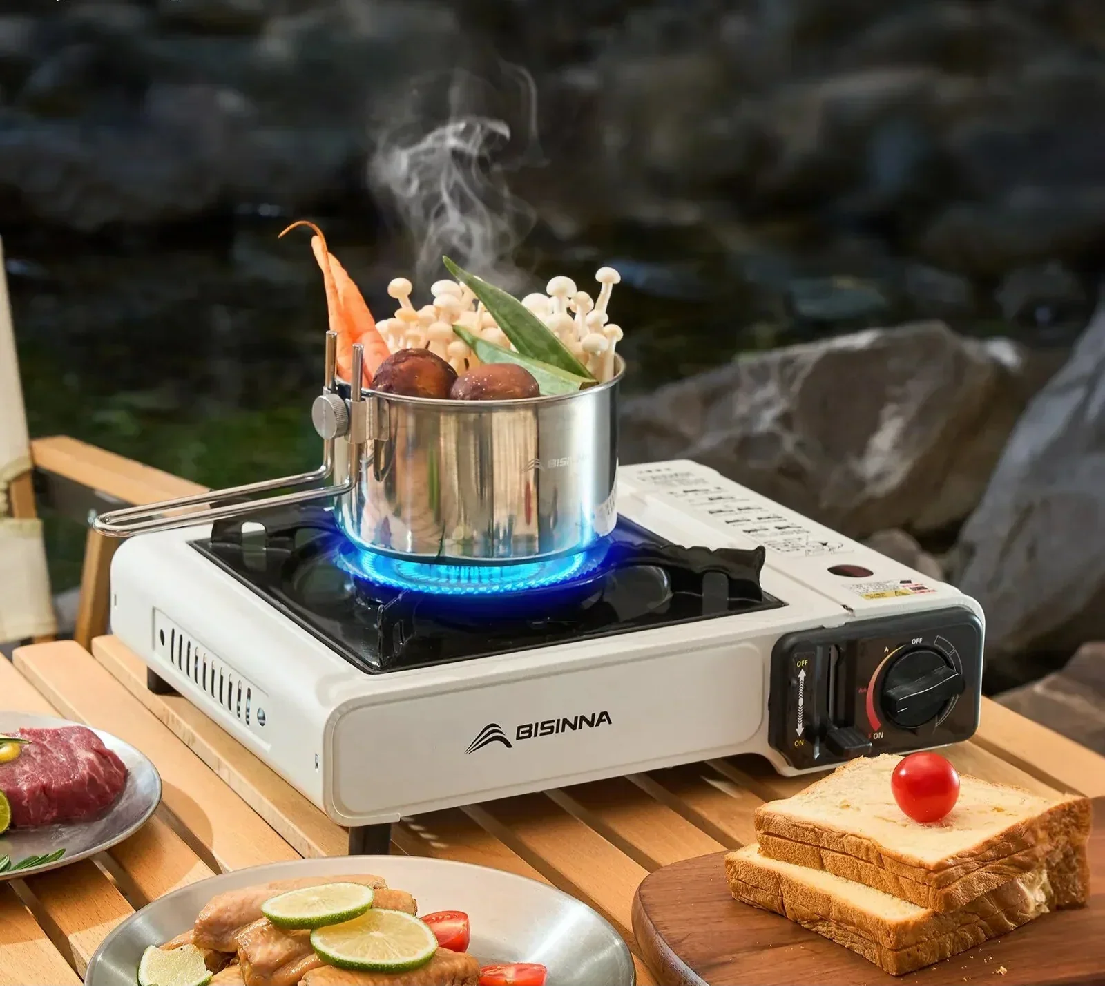 Additional view of Portable Cassette Camping Stove with 3-Layer Safety – White