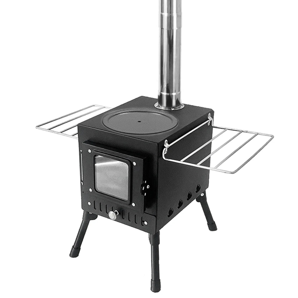 Foldable Wood-Burning Camping Stove with Viewing Window