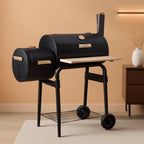 Large Offset Charcoal Smoker & Grill with Side Firebox