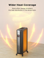 2026 NewDreo Oil Filled Radiator, Electric Radiant Heaters for indoor use Large Room with Remote Control, Child Lock, 4 Modes, Overheat & Tip-Over Protection, 24h Timer, Digital Thermostat, Quiet, 1500W