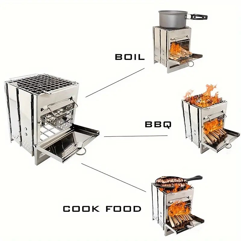 Portable Folding Wood-Burning Camping Stove