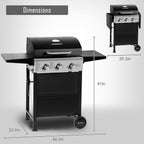 30,000 BTU 3-Burner Propane Gas Grill with Folding Side Shelves