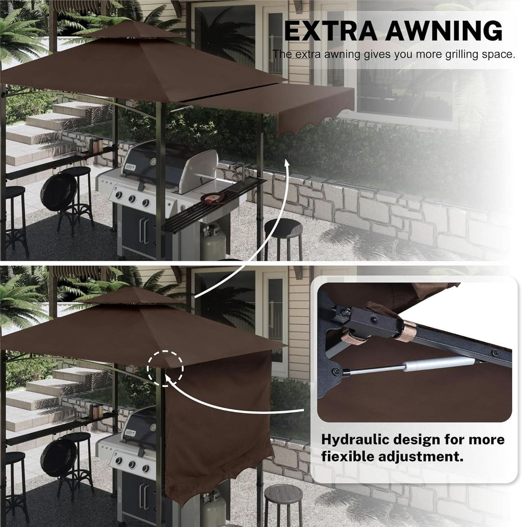 11x5 Grill Gazebo With Brown Weatherproof Lighting