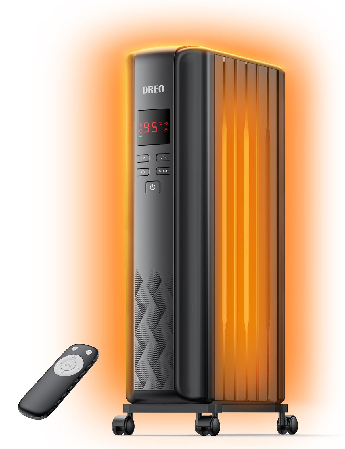 2026 NewDreo Oil Filled Radiator, Electric Radiant Heaters for indoor use Large Room with Remote Control, Child Lock, 4 Modes, Overheat & Tip-Over Protection, 24h Timer, Digital Thermostat, Quiet, 1500W