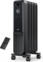2026 NewDreo Oil Filled Radiator, Electric Radiant Heaters for indoor use Large Room with Remote Control, Child Lock, 4 Modes, Overheat & Tip-Over Protection, 24h Timer, Digital Thermostat, Quiet, 1500W